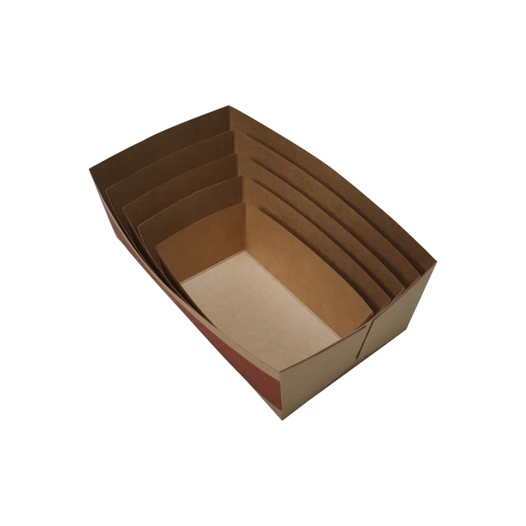 Kitchenware Kraft Paper Food Tray Disposable Jumbo Concession Food Boats Made in China Hot Dogs Take out Paper Food Packaging FSC Wholesale Paper Plate