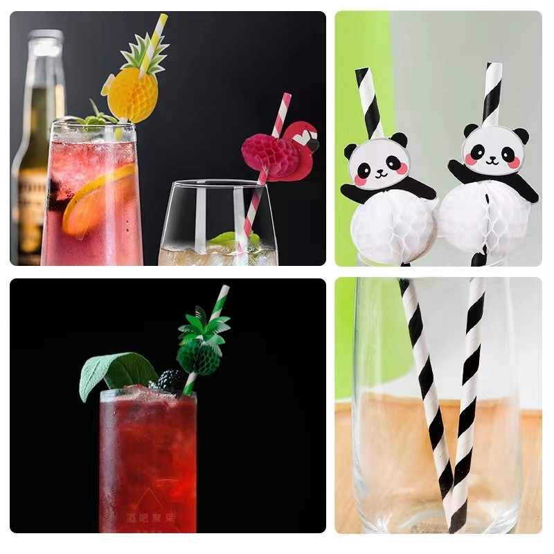 Biodegradable Customized Paper Straws with Fancy Shape Colorful Rainbow Drinking Straws
