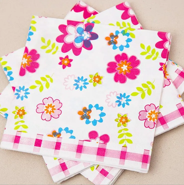 Color Printed Paper Napkin with Custom Design for Beverage Party