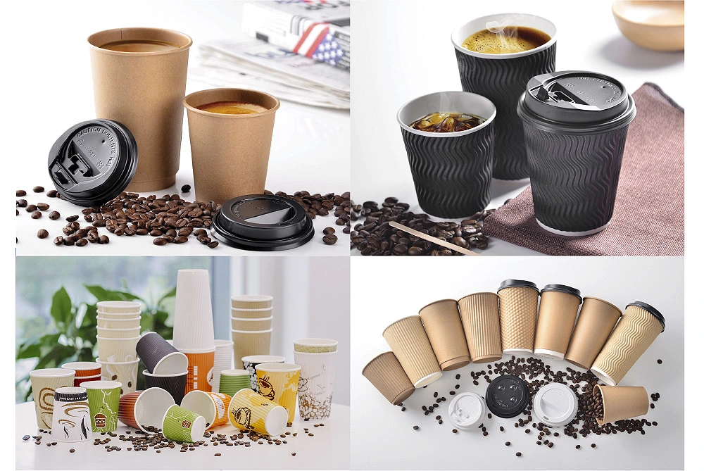 Sunkea Takeaway Disposable Biodegradable Custom Printed Drinking Cup Coffee Paper Cup