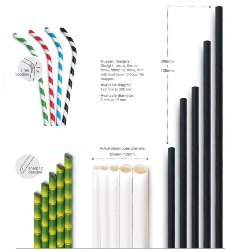 Disposable Eco Friendly Biodegradable Halloween Party Drinking Paper Flexible Straw