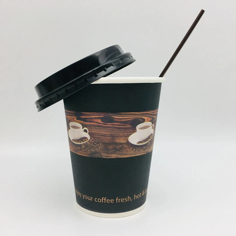 Compostable PLA Paper Cups Takeaway Eco Coffee Mugs with Lid