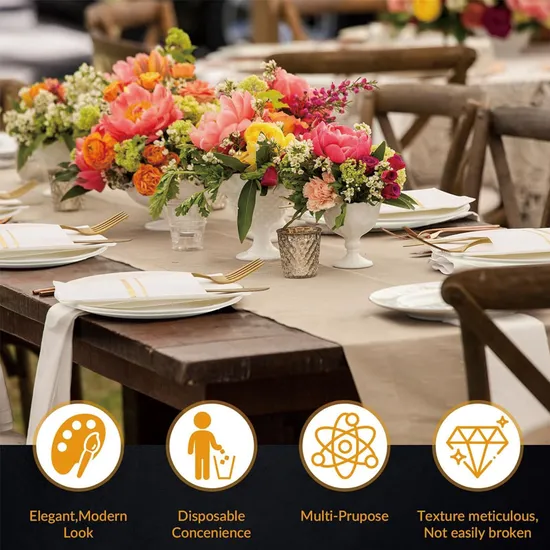 Disposable Foil Golden White Guest Paper Napkin for Dinner Party