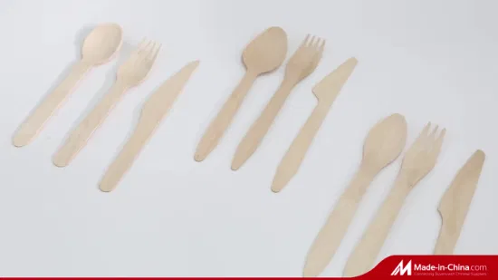Disposable Biodegradable Wooden Tableware Knife Fork Teaspoon Mask Spoon Cutlery Set Ice Cream Kitchenware Dinnerware