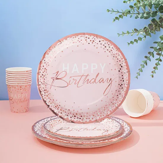 Custom Eco Friendly Printing Round Birthday Party Decorative Disposable Paper Plate